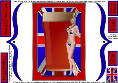 Best of British Bracket Card-topper with Girl & Beer