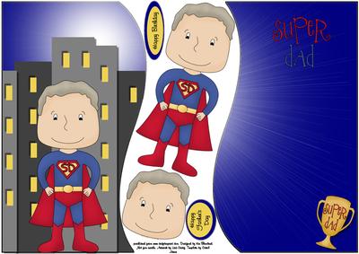 Super Dad 2 for 8x8 or A5, Shaped Topper, Insert & Decoupage