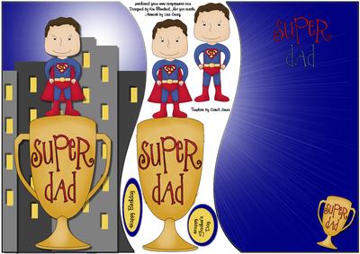 Super Dad 1 for 8x8 or A5, Shaped Topper, Insert & Decoupage