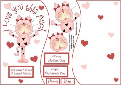 I Love You for A5 or 8x8 Shaped Topper, Insert & Decoupage