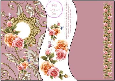 Roses Shaped Topper, Insert & Decoupage for A5 or 8x8