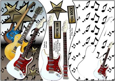 Rock It 8x8 or A5 Shaped Topper, Insert & Decoupage