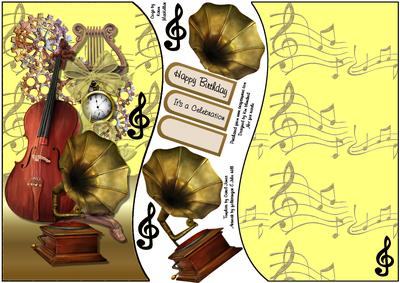 The Music Room 8x8 or A5 Topper, Insert & Decoupage
