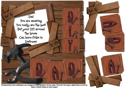 D.i.y. Dad 8x8 Topper, Decoupage and Verse