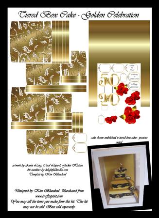 Tiered Box Cake - Golden Celebration