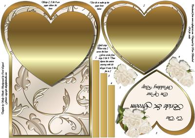 Heart-shaped Top Card Front - Bride & Groom