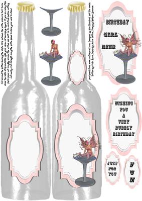 Birthday Girl Beer Bottle Large Shaped Card