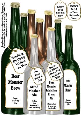 Beer Monster - Birthday Beer Large Shaped Card Front