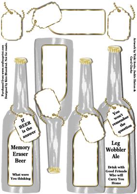 Beer Monster - Birthday Beer Decoupage Sheet