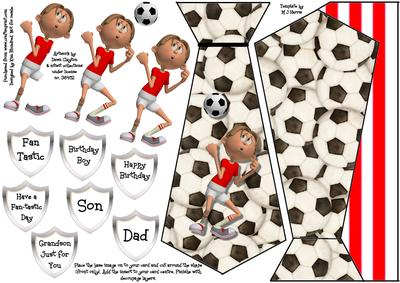 Football Tie Shaped Card Front Red & White 2