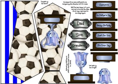 Blue & White Football Tie Card Front