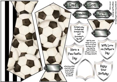 Black & White Stripes Footbal Tie-shaped Card