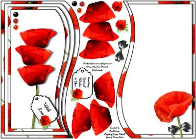 Perfect Poppies Shaped Card Topper & Insert for A5 or 8x8