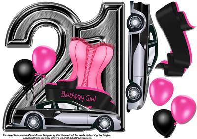 21st Birthday Large Shaped Card Front Female
