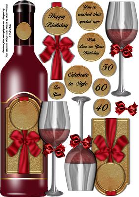 Red Wine Celebration - Large Dl Shaped Topper