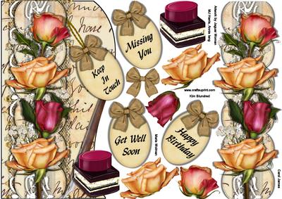 Writing Letters Home - Roses & Lace Shaped Card