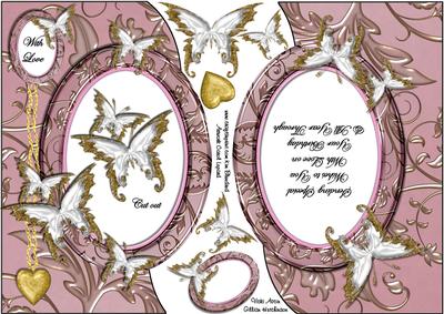 Beautiful Butterflies - Pink - Topper, Insert & Decoupage