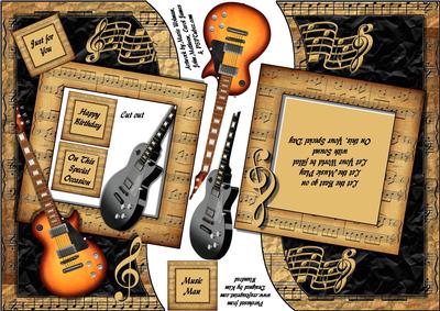 Music Man - Shaped Topper, Insert & Decoupage
