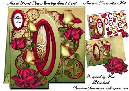 Shaped Front Free Standing Easel - Summer Roses