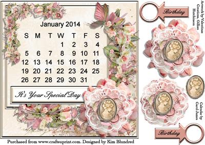 Floral Calendar Card - January