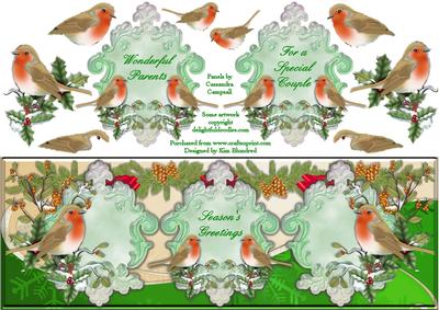Tri-panel - Traditional Christmas Robin - Large Dl Landscape