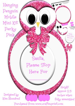 Hanging Mobile Perky Pink Penguin
