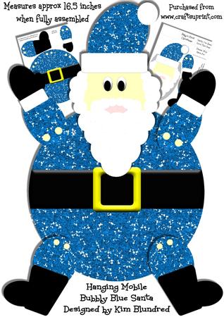 Hanging Mobile Bubbly Blue Santa