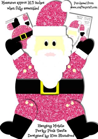 Hanging Mobile Perky Pink Santa