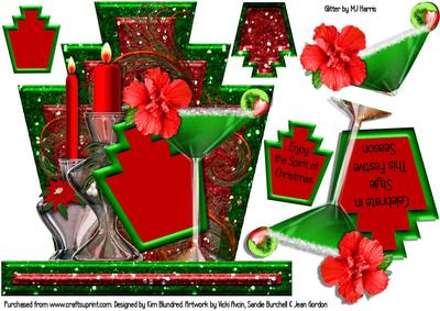 Deco Style Topper - Christmas Cocktail Red & Green