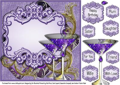 Large Fancy Panel - Cocktail Night - Deep Purple