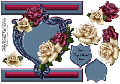 I Card Front Sheild Card - Antique Roses