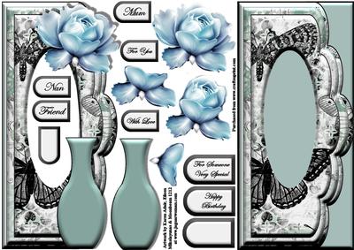 Scalloped-edge Vase Aperture - Botanical Butterfly
