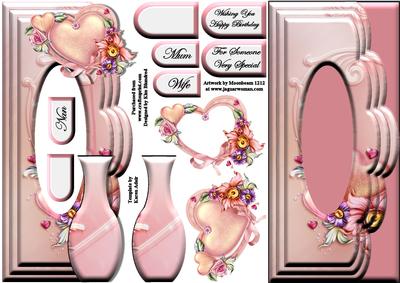 Scalloped-edge Vase Aperture - Pink Heart Flowers