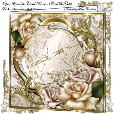 Open Envelope Card Front - Pearl & Gold