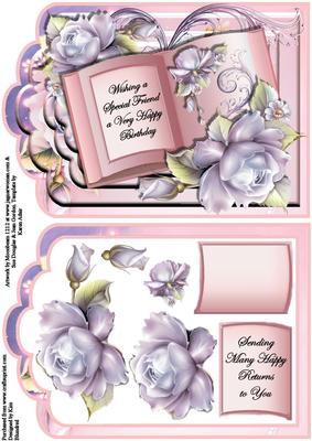 Tag Shaped Card with Book Topper - Pink