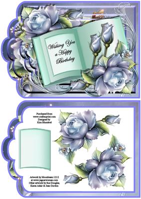 Tag Shaped Card with Book Topper - Spring Blue