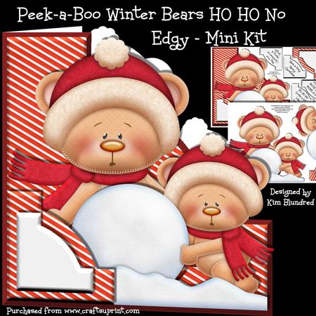 Peek-a-boo Winter Bears Ho Ho No - Edgy - Mini Kit