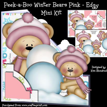 Peek-a-boo Winter Bears Pink - Edgy - Mini Kit