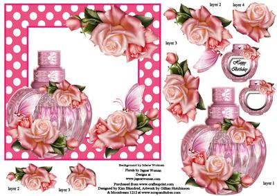 The Little Pink Perfume Bottle - Small Square Topper