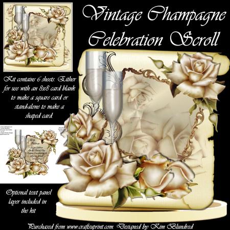 Vintage Champagne Celebration Scroll
