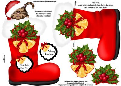 Peek-a-boo Cute Boots - Cute Christmas Tabby Cat