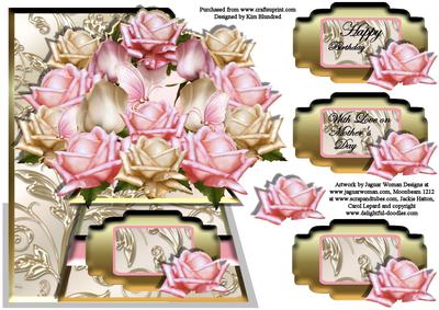 Hand-tied Bouquet - Pink Roses - Over-the-edge