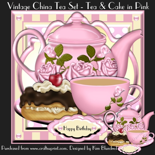 Vintage China Tea Set - Tea & Cake in Pink