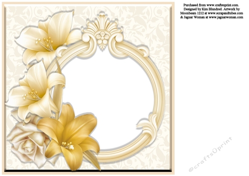 That Beautiful Birthday Cake - Champagne Roses & Lillies Insert
