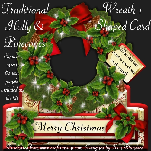 Wreath 1 - Traditional Holly & Pinecones