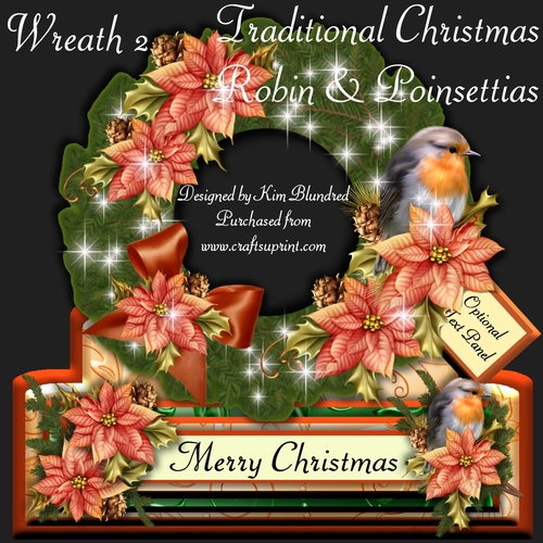Wreath 2 - Traditional Christmas Robin & Ponsettias