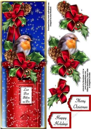 Wait a Minute Mr Postman - Christmas Robin - Large DL