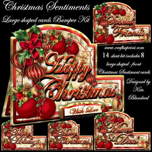 Christmas Sentiments - Large, shaped cards - Bumper Kit