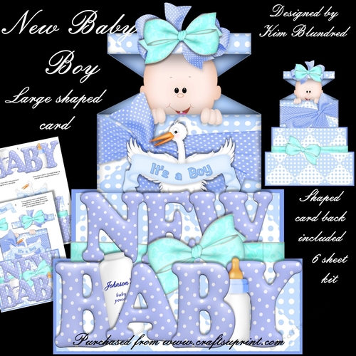 New Baby Boy - Large Shaped Card