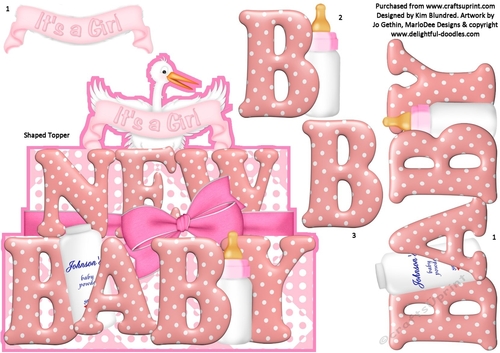 New Baby Girl - Shaped Topper